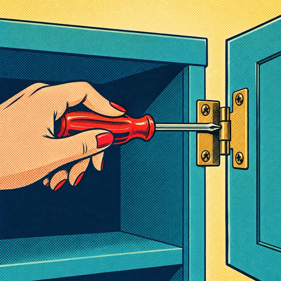 Pop-Art-Illustration einer kleinen Scharnierreparatur